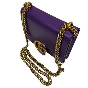 Gucci GG Marmont chain shoulder bag purple leather
